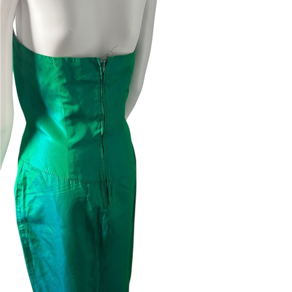 Vtg Emerald Green Ruched Sweetheart Sheath Dress 8 - Picture 2 of 9